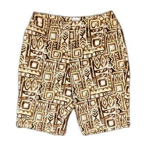 Chicos 10 Giraffe Brown Print Geometric Knee Length Shorts Abstract Patterned